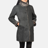 Women's Shearling Black Leather Coat