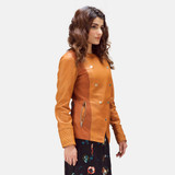 Women Overlap Leather Jacket