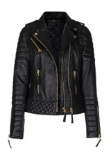 MEN'S GENUINE DIAMOND QUILTED BIKER BLACK JACKET MEN'S GENUINE DIAMOND QUILTED BIKER BLACK JACKET