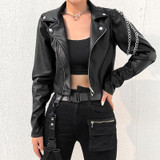 Womens Arm chain leather jacket