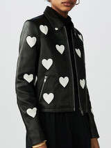 Valentine's Day Black Women Heart Leather Jacket Valentine's Day Black Women Heart Leather Jacket