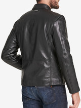 Black Mens Biker Racer Real Leather Jacket