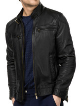 Mens black Genuine Leather Biker Jacket Mens black Genuine Leather Biker Jacket