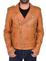 Mens Brown Biker Leather Jacket