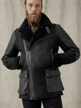 Men's Bomber Black Shearling Leather Jacket Men's Bomber Black Shearling Leather Jacket