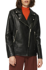 womens Lapel collar Leather jacket in Black womens Lapel collar Leather jacket in Black