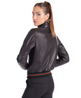 Women's Rib Knit Cuffs Bomer biker jacket