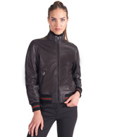 Women's Rib Knit Cuffs Bomer biker jacket