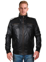 Men Black Leather Biker Distressed Jacket Men Black Leather Biker Distressed Jacket