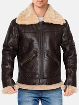 Men's Evocative Shearling Sheepskin Brown Leather Jacket Men's Evocative Shearling Sheepskin Brown Leather Jacket