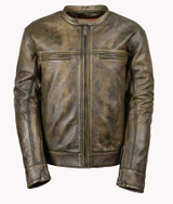 Men’s Distressed Brown Cafe Racer Jacket