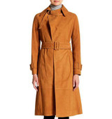 Women's Suede Leather Trench Coat In Brown Women's Suede Leather Trench Coat In Brown