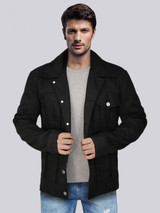 Men Elegant Black Cotton Jacket