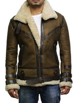 Brown B3 Bomber Men Sheepskin Jacket