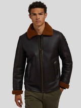 Mens Classy Natural Black Shearling Leather Jacket