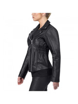 Womens Biker Asymmetrical Style Leather Jacket