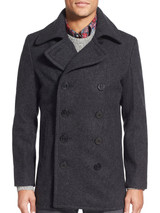 Mens Dashing Slim Fit Wool Blend Peacoat