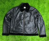 Sheepskin Fur Folding Collar Black Jacket