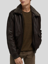 Mens Dark Brown Fur Stylish Leather Jacket