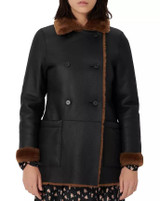 Womens Real Fur Collar Sheep Shearling Coat