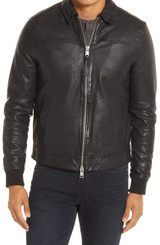 Mens Black Biker Stand Collar Leather Jacket Mens Black Biker Stand Collar Leather Jacket
