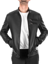 Italian Black Slim fit Men leather jacket Italian Black Slim fit Men leather jacket