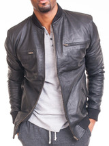 LAMBSKIN LEATHER BOMBER JACKET LAMBSKIN LEATHER BOMBER JACKET