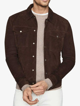 Mens Distressed Shirt Collar Trucker Leather Jacket Mens Distressed Shirt Collar Trucker Leather Jacket