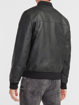 Black Vegan Leather Bomber Jacket