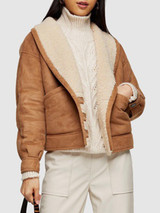 Womens Dashing Brown Shearling Faux leather Shearling Jacket