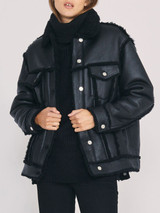 stylish Womens Shearling Trucker Jacket