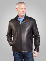 Mens Black Leather Shiny Jacket