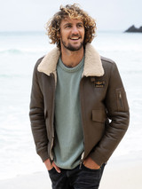 Mens Shearling Leather Biker Jacket