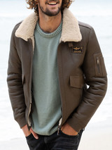Mens Shearling Leather Biker Jacket