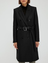 Womens Black coat with belt