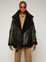 Shearling aviator black jacket