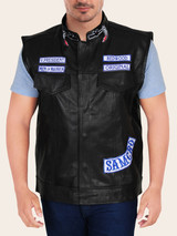 Men's Daredevil Black Leather Biker Vest Men's Daredevil Black Leather Biker Vest