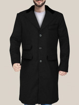 Men's Sophisticated Black Wool Trench Coat Men's Sophisticated Black Wool Trench Coat