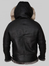 Men's Lavish Black Shearling Jacket With Hoodie
