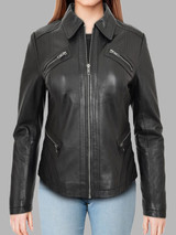 Women Classic Leather Biker Jacket Nova Black Women Classic Leather Biker Jacket Nova Black