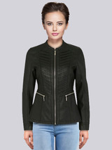 Women's Zipper Black Leather Jacket