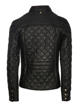 Quilted Women's Leather Jacket In Black