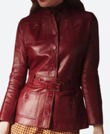 Lily Collins Emily In Paris S04 Red Leather Jacket Lily Collins Emily In Paris S04 Red Leather Jacket