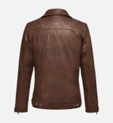 Men's Double Breast Tan Biker Leather Jacket