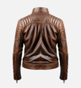 Men's Leo Distressed Brown Cafe Racer Leather Jacket
