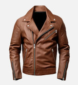 Men's Biker Leather Brown Jacket