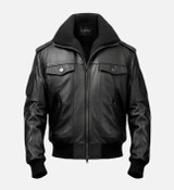 Men's Aviator Black Leather Bomber Jacket Men's Aviator Black Leather Bomber Jacket