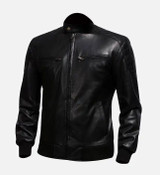 Men's Biker Bomber Black Leather Jacket Men's Biker Bomber Black Leather Jacket