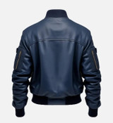 Men's Blue Flight Bomber Leather Jacket