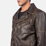 Men's Vincent Brown Leather Biker Jacket